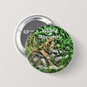 Wild Gray Wolf Cub Tierliebhaber Design Button (Vorne & Hinten)
