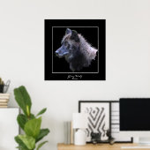 Wild Gray Wolf Wildlife Art Poster (Heimbüro)