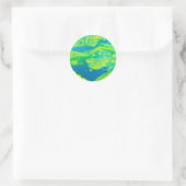 Wild Green Blue Flow Art Runder Aufkleber (Tasche)