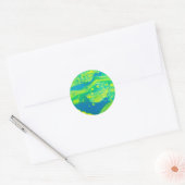 Wild Green Blue Flow Art Runder Aufkleber (Umschlag)