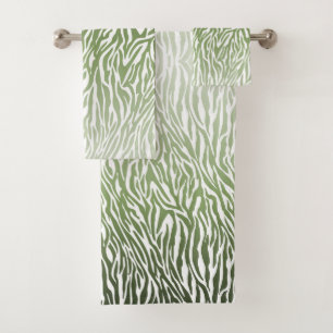 Wild Green Zebra Print Ombre Badhandtuch Set