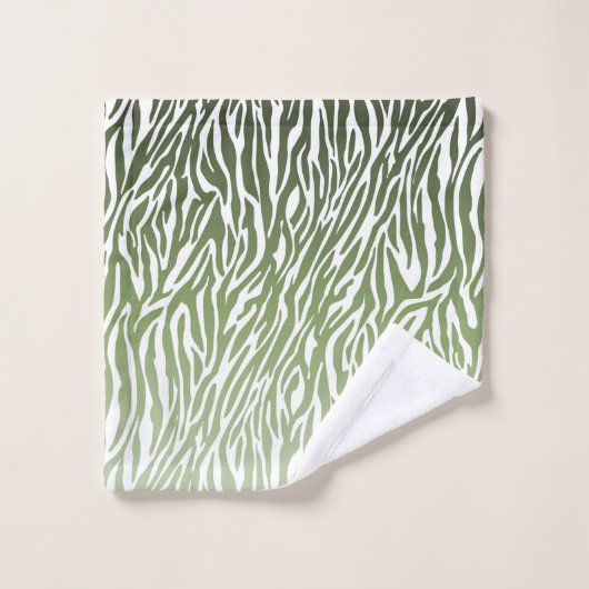 Wild Green Zebra Print Ombre Badhandtuch Set (Waschlappen)