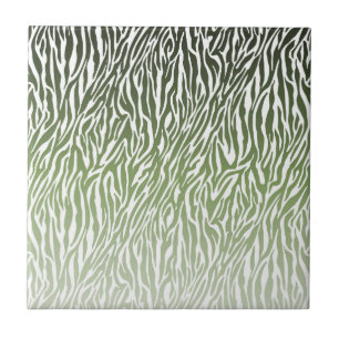 Wild Green Zebra Print Ombre Fliese