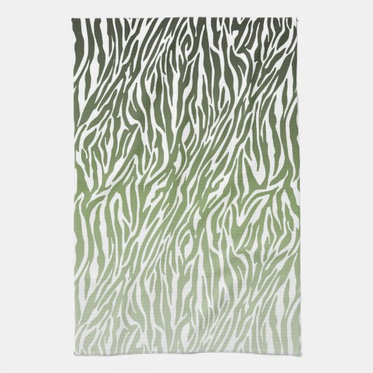 Wild Green Zebra Print Ombre Geschirrtuch (Vertikal)