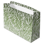 Wild Green Zebra Print Ombre Große Geschenktüte (Rückseite Schrägansicht)