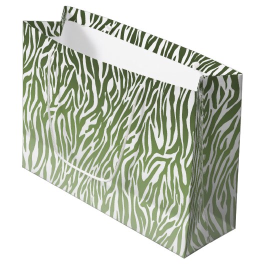 Wild Green Zebra Print Ombre Große Geschenktüte (Vorderseite Schrägansicht)