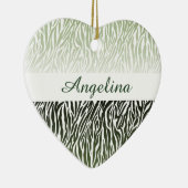 Wild Green Zebra Print Ombre Keramik Ornament (Rechts)