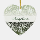 Wild Green Zebra Print Ombre Keramik Ornament (Vorne)