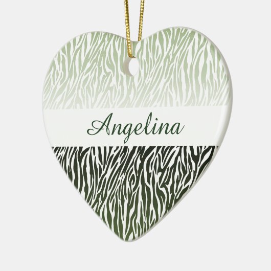 Wild Green Zebra Print Ombre Keramik Ornament (Links)