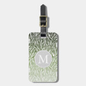 Wild Green Zebra Print Ombre Monogram Gepäckanhänger (Vorderseite vertikal)