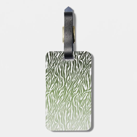 Wild Green Zebra Print Ombre Monogram Gepäckanhänger (Rückseite vertikal)