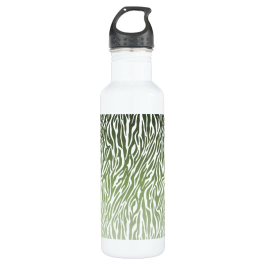 Wild Green Zebra Print Ombre Trinkflasche (Vorderseite)