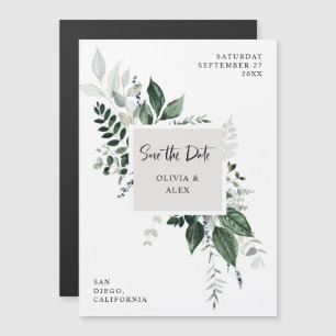 Wild Greenery   Modernes botanisches Save the Date Magneteinladung