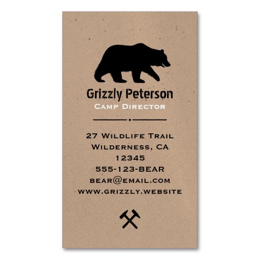 Wild-Grizzly-Silhouette | Natur Magnetische Visitenkarte (Vorderseite Vertikal)