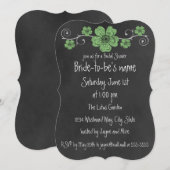 Wild grüne Rose Chalkboard Bridal Einladung (Vorne/Hinten)