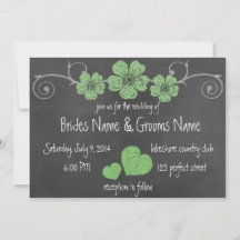 Wild grüne Rose Chalkboard Hochzeit Einladung