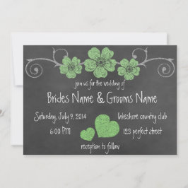 Wild grüne Rose Chalkboard Hochzeit Einladung