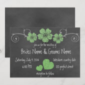 Wild grüne Rose Chalkboard Hochzeit Einladung (Vorne/Hinten)