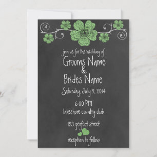 Wild grüne Rose Chalkboard Hochzeit Einladung