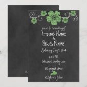 Wild grüne Rose Chalkboard Hochzeit Einladung (Vorne/Hinten)
