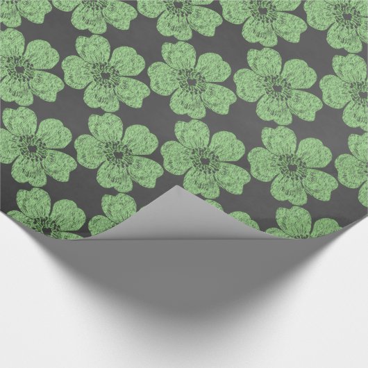 Wild grüne Rose Geschenkpapier (Ecke)