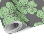 Wild grüne Rose Geschenkpapier (Rolleneckpunkt)