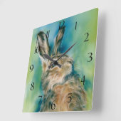Wild Hare Exuberance Pasta Art Quadratische Wanduhr (Winkel)