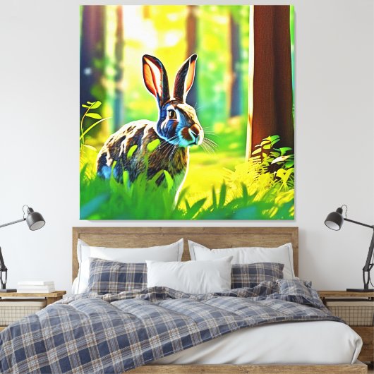 Wild Hare Forest Leinwanddruck (Insitu (Schlafzimmer))