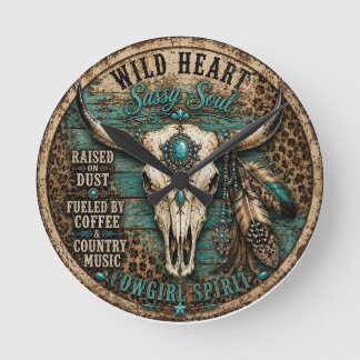 Wild Heart Cowgirl Wanduhr