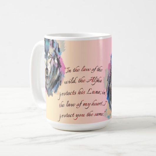 Wild Hearts | Alpha und Luna Wolf Design Kaffeetasse (Vorderseite Links)