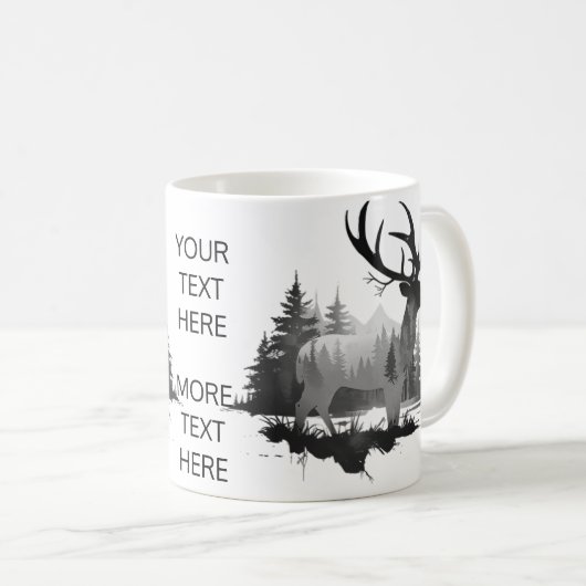 Wild Hirsche stehend im Wald Kaffeetasse (VorderseiteRechts)