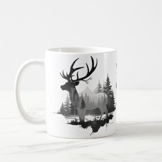 Wild Hirsche stehend im Wald Kaffeetasse (Links)