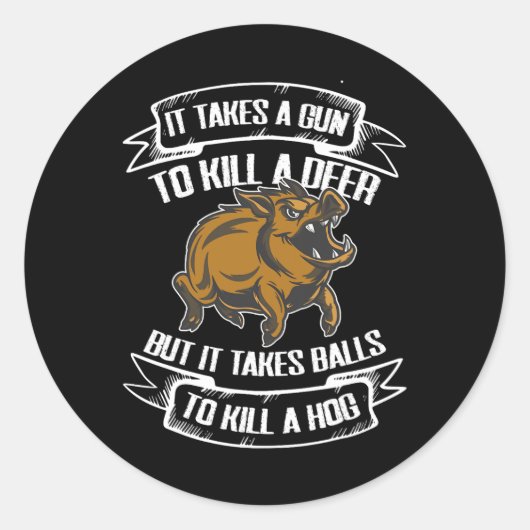 Wild Hog Jagd Runder Aufkleber (Vorderseite)
