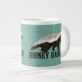 Wild Honey Badger Aqua, White, Brown Jumbo-Tasse (Vorderseite Rechts)