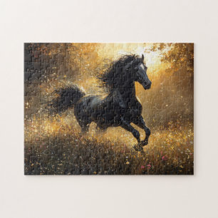Wild Horse Black Stallion Mustang Puzzle