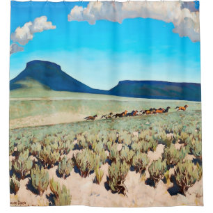 „Wild Horse Country“ von Maynard Dixon Duschvorhang