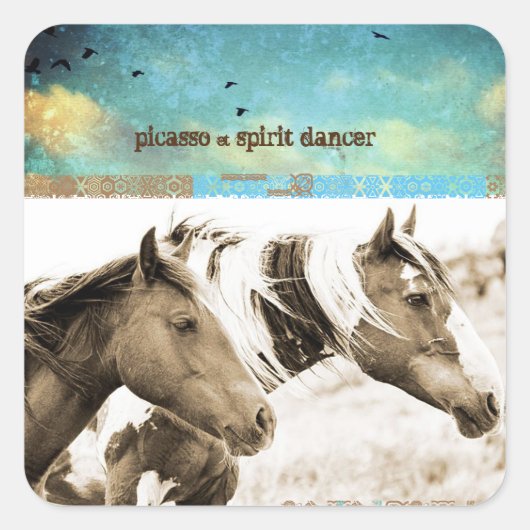 Wild Horse Foto Picasso Boho Cowgirl Stickers (Vorderseite)