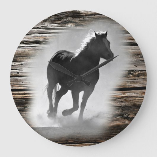 Wild Horse Galloping Große Wanduhr (Vorderseite)