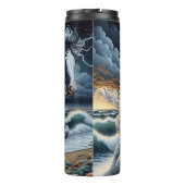 Wild Horse Galloping Stormy Beach Thermosbecher (Rückseite)