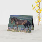 Wild Horse Greeting Card - Galaxy Trots Karte (Gelbe Blume)