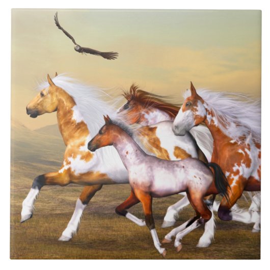 Wild Horse Herd Tile Fliese (Vorderseite)