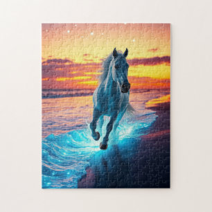 Wild Horse läuft bei Sonnenuntergang Puzzle