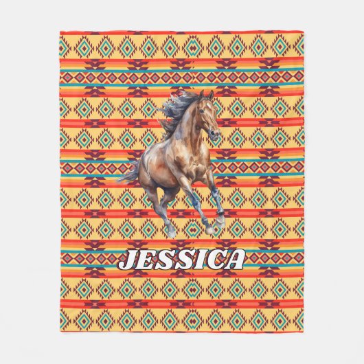 Wild Horse Native American Decor Fleecedecke (Vorderseite)