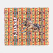 Wild Horse Native American Decor Fleecedecke (Vorderseite (Horizontal))