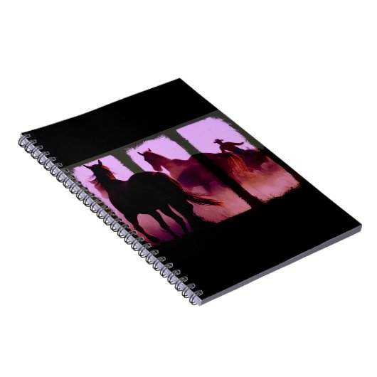 Wild Horse Roundup Triptych Digital Art Notebook Notizblock (Rechte Seite)