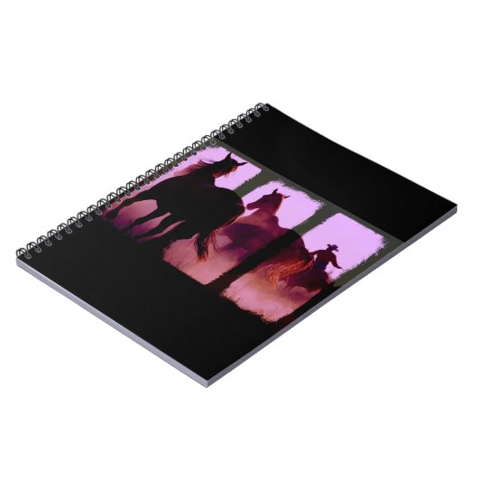 Wild Horse Roundup Triptych Digital Art Notebook Notizblock (Linke Seite)