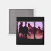 Wild Horse Roundup Triptych Magnet (Vorderseite/Rückseite)