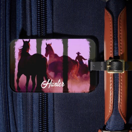 Wild Horse Roundup Triptych Personalisiert Gepäckanhänger (Vorderseite Insitu 4)
