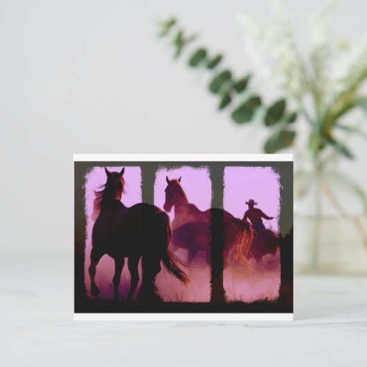 Wild Horse Roundup Triptych Postkarte (Stehend Vorderseite)