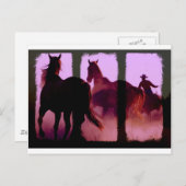 Wild Horse Roundup Triptych Postkarte (Vorne/Hinten)